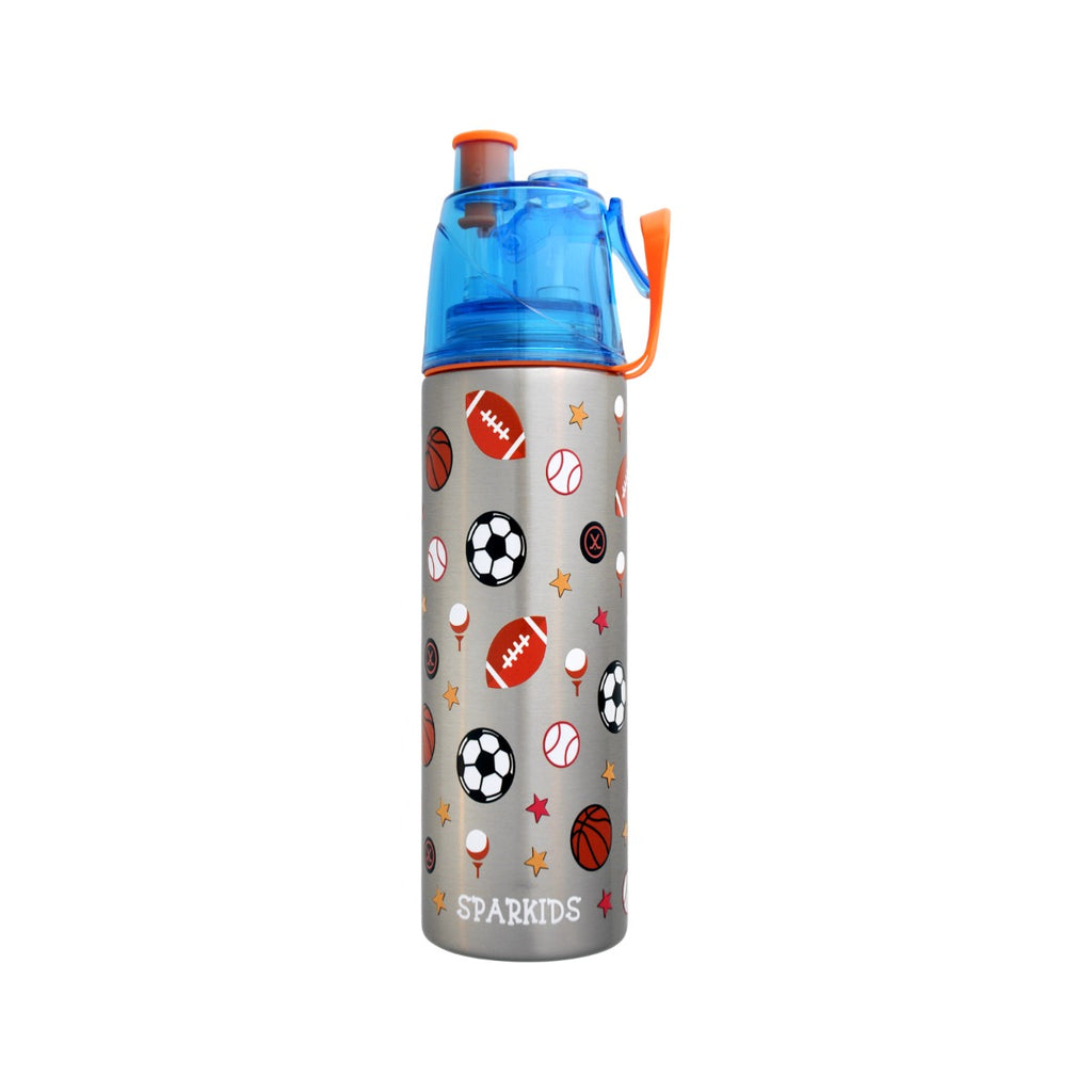 sparkids steel water bottle 490ml basket ball