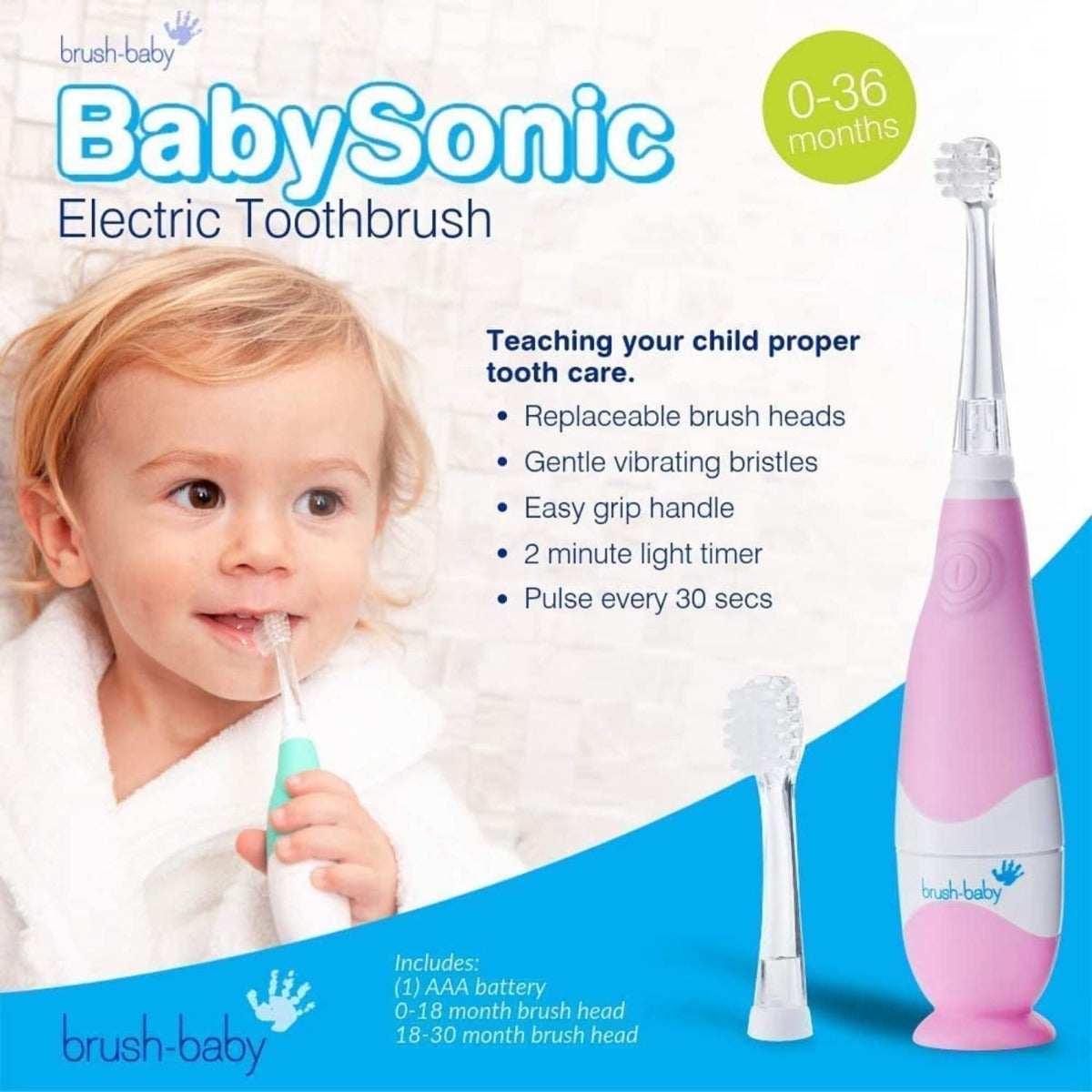 Brush-baby BabySonic Electric Toothbrush 0-3 yrs (Colour Pink)