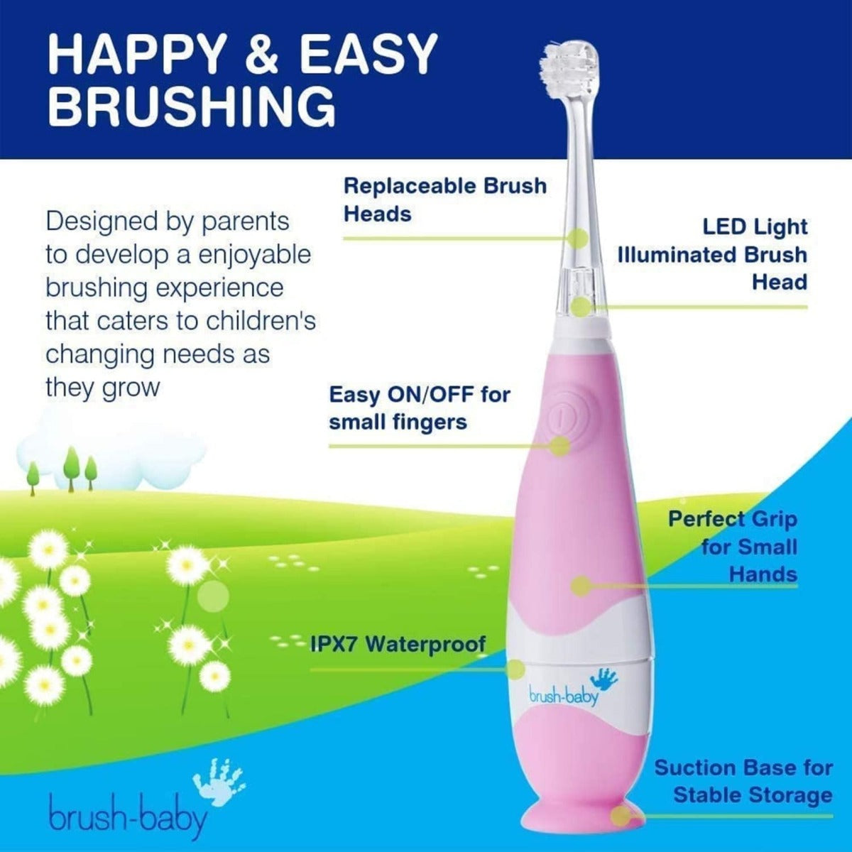 Brush-baby BabySonic Electric Toothbrush 0-3 yrs (Colour Pink)