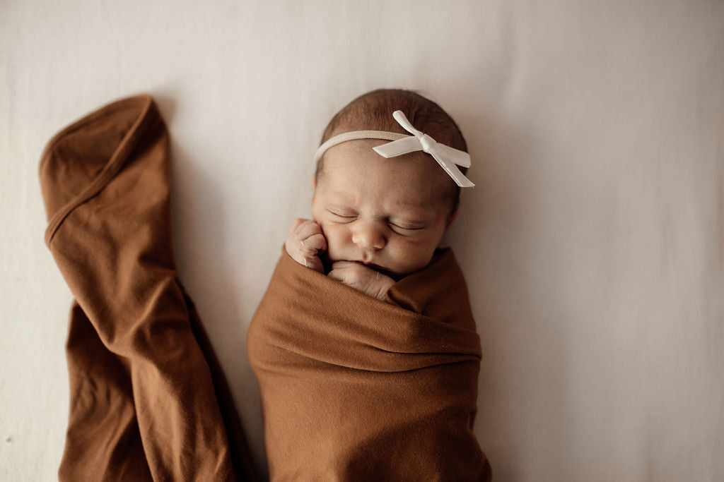 Bronze Baby Jersey Wrap and Beanie Set
