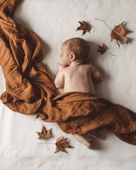 Bronze Organic Muslin Wrap and Beanie Set