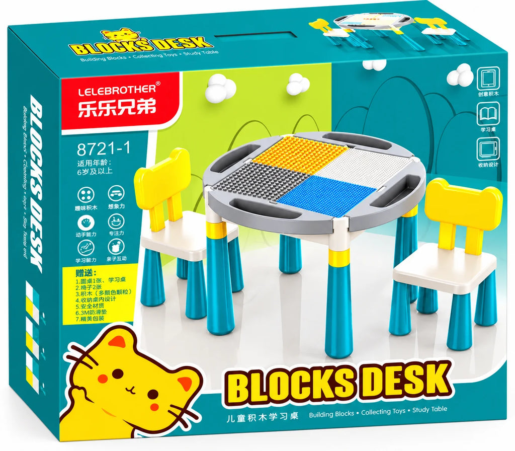 Building Blocks Study Desk with 2 Chairs