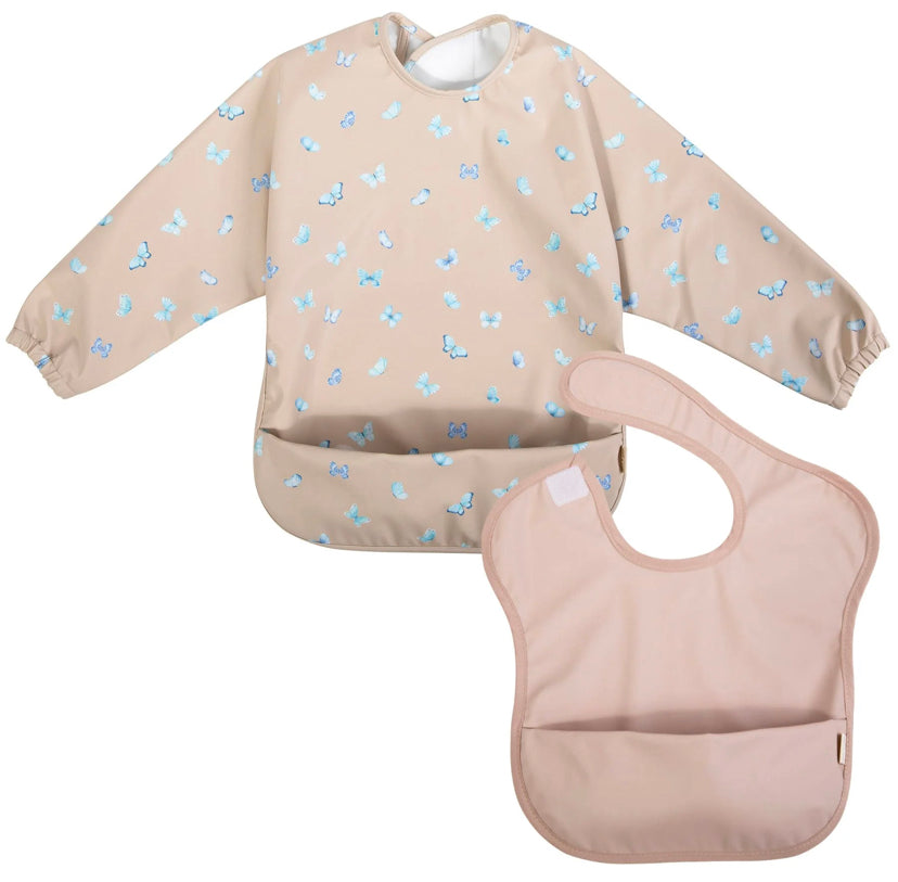 Butterfly-Blush Smock Bib Set