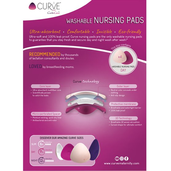 Curve Essential Plus 4 Washable Nursing Pads Day Fuchsia