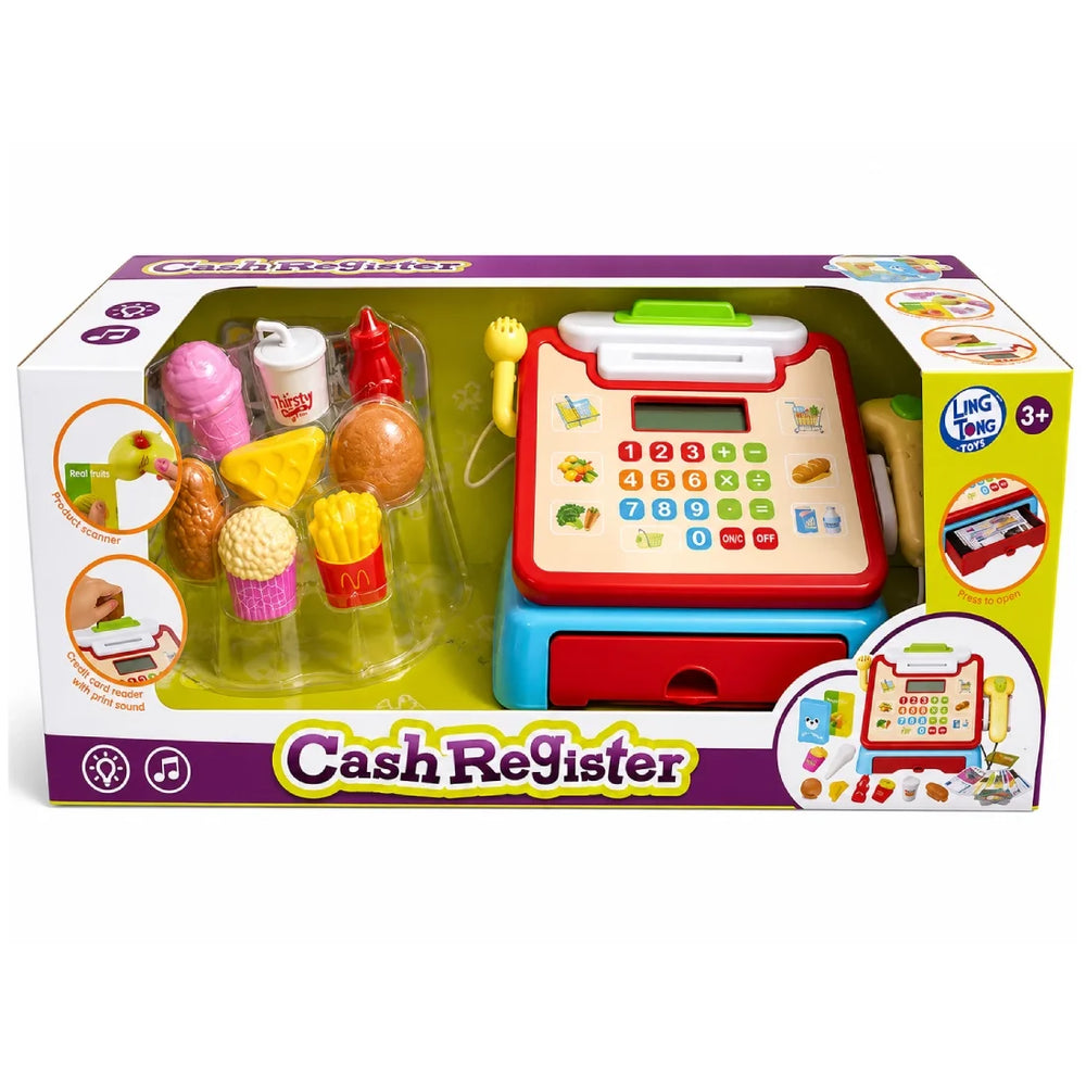 Cash Register Toy Set – Interactive Checkout Playset with Food Accessories