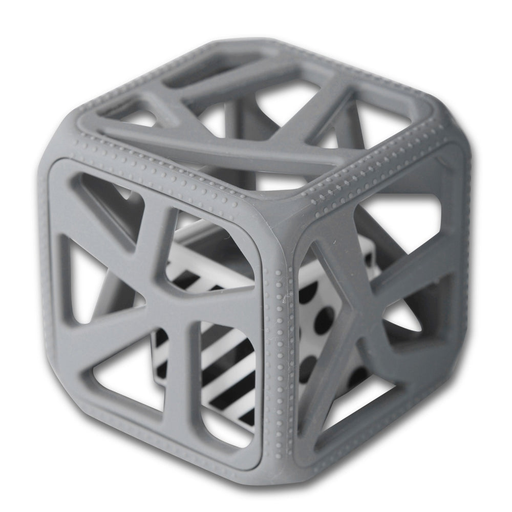 Malarkey Chew Cube - easy grip teether rattle - Grey