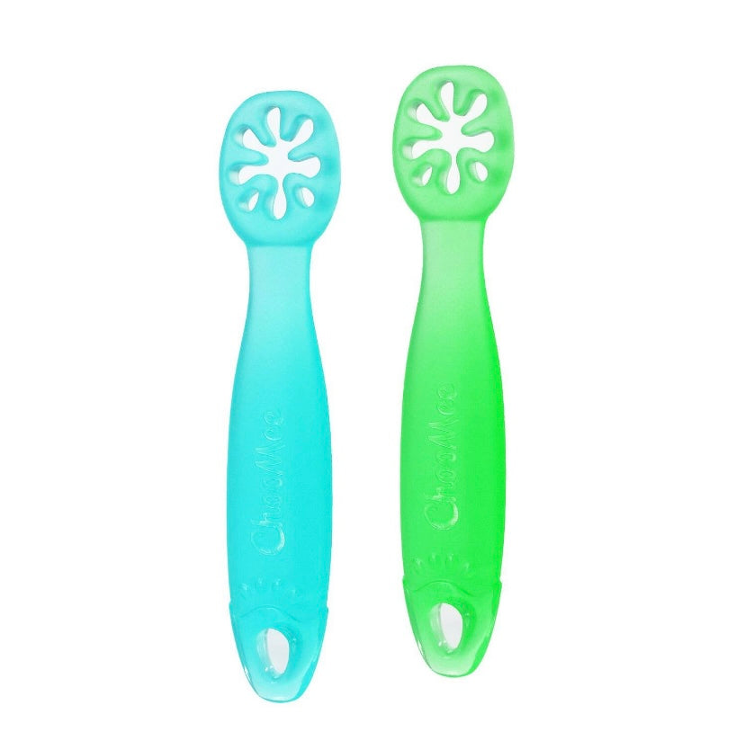 FlexDip Baby Learning Utensil - Aqua & Green