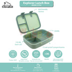 Clevakid Explorer Lunch Box Green Light Mint 800ML \27 OZ - ClevaInk Friend