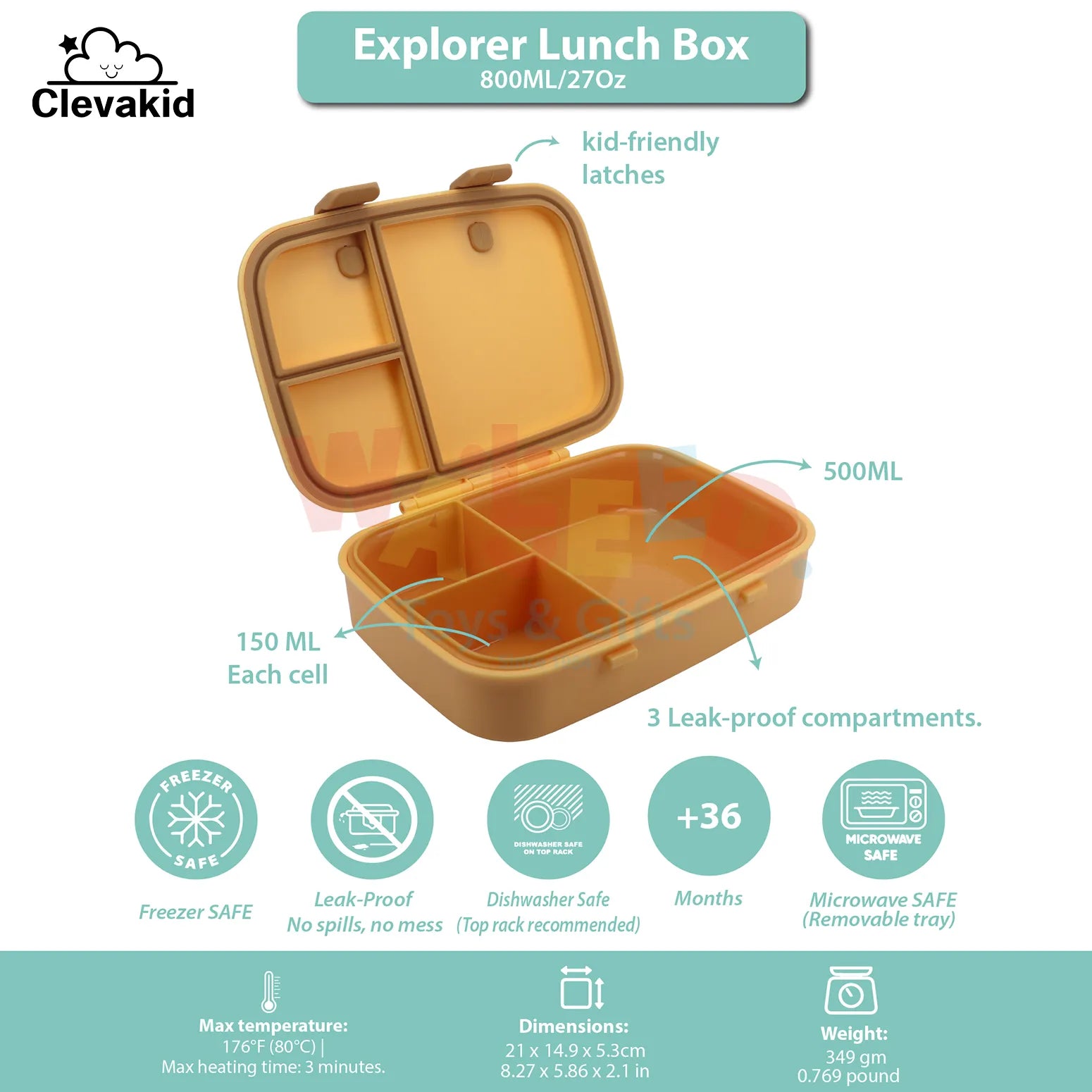 Clevakid Explorer Lunch Box Orange Light 800ML \27 OZ