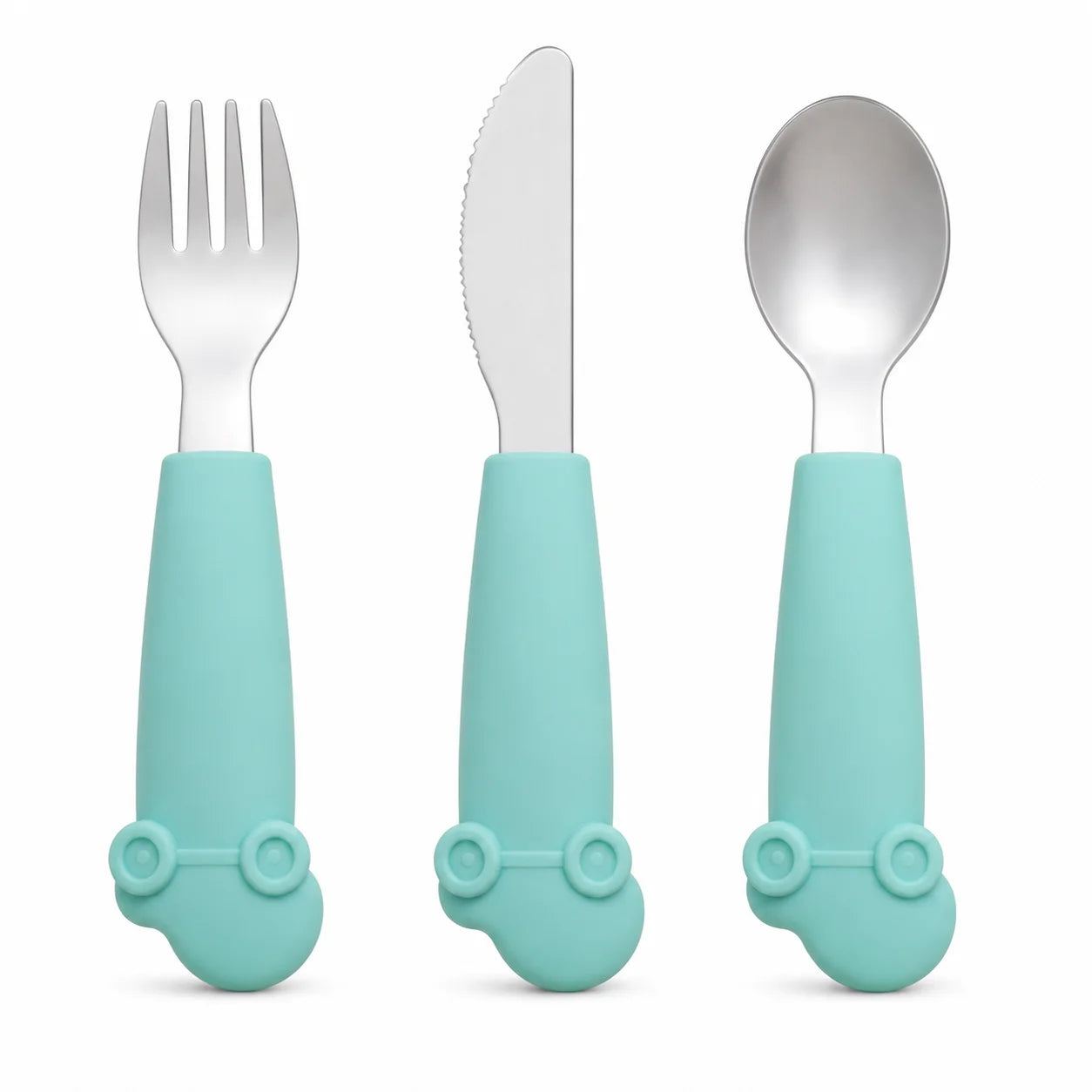 Clevakid Kids Stainless Steel Silverware – Green White
