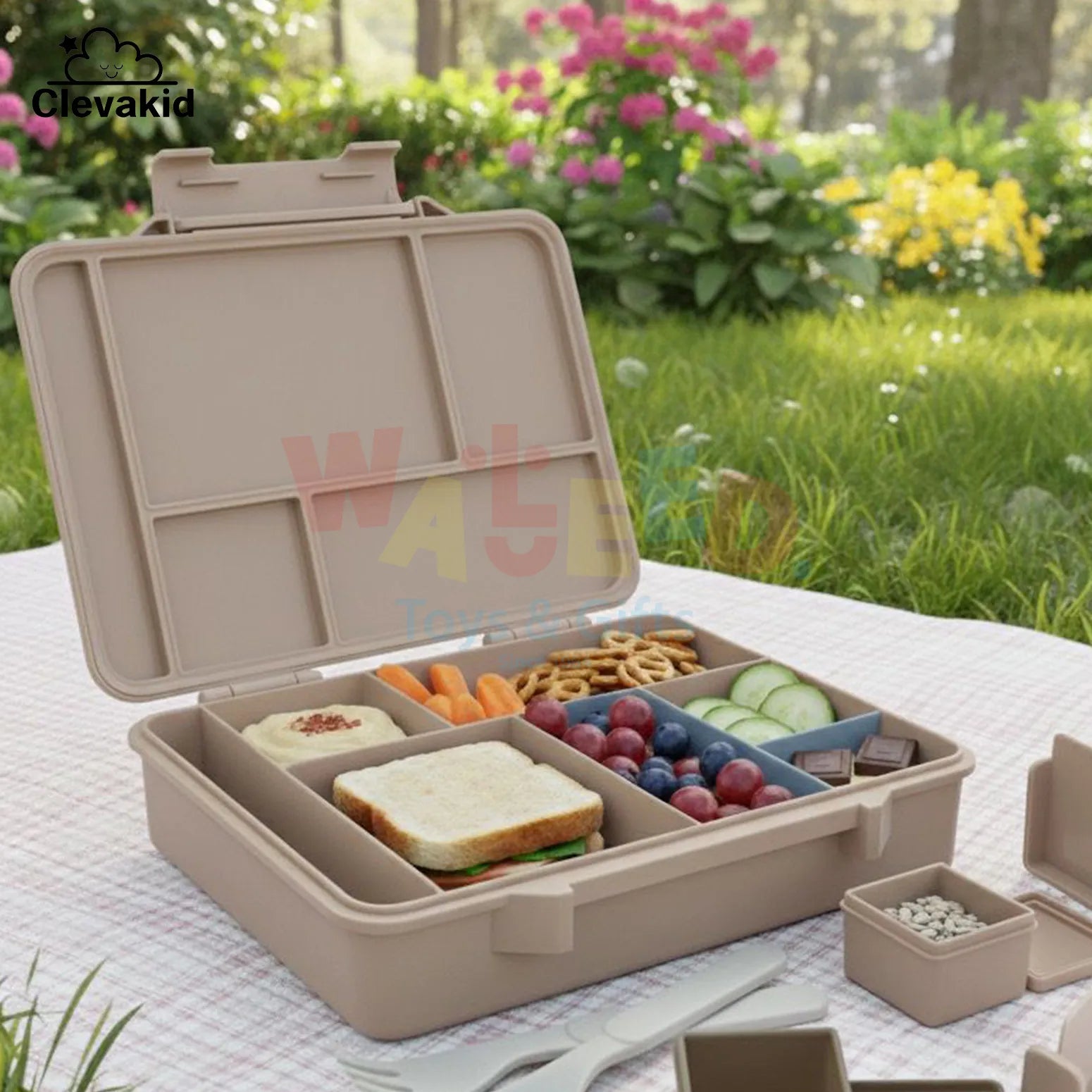 Clevakid Maxi Lunch Box Brown Dark Toffeh 1520ML\50 OZ - ClevaElphaa Friend