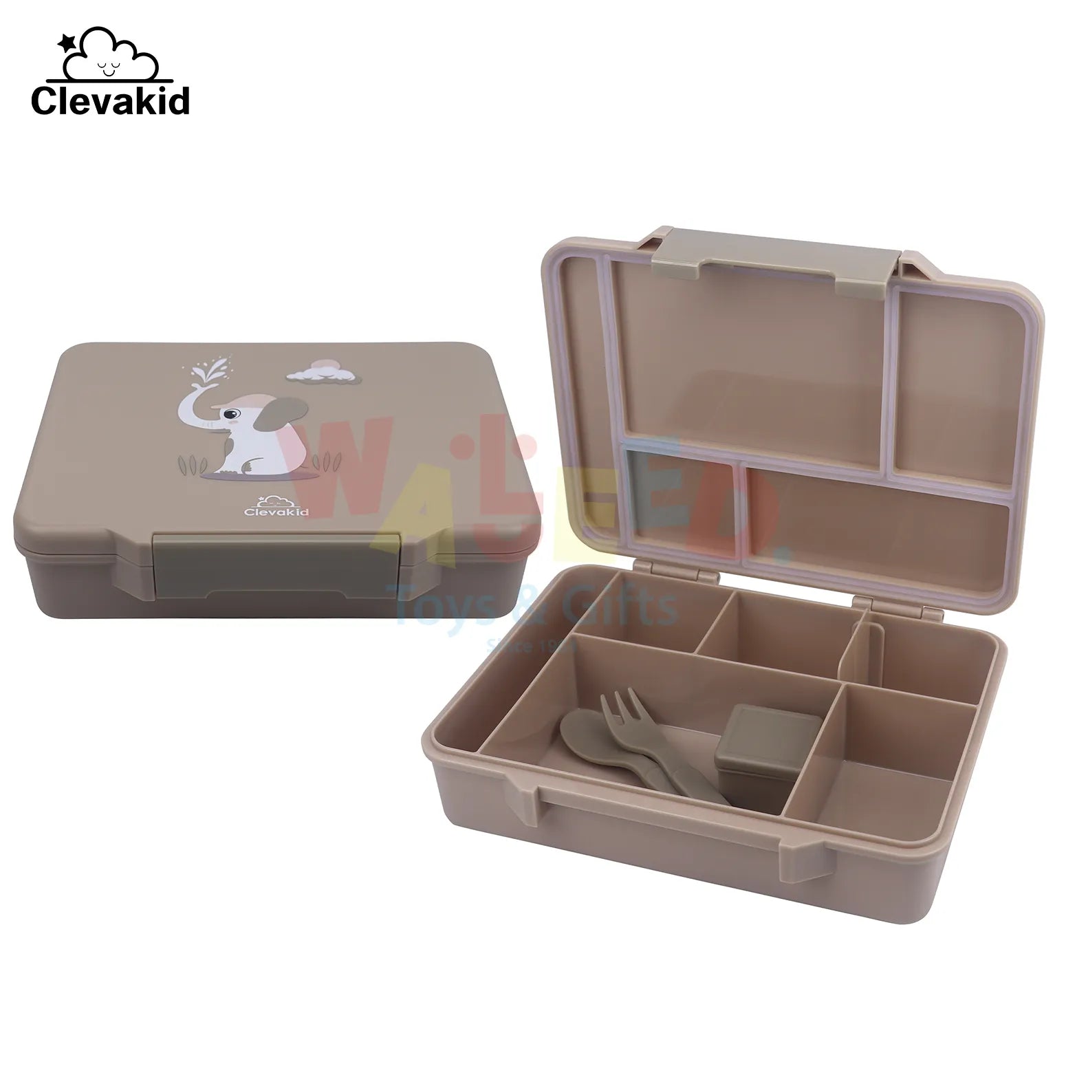 Clevakid Maxi Lunch Box Brown Dark Toffeh 1520ML\50 OZ - ClevaElphaa Friend