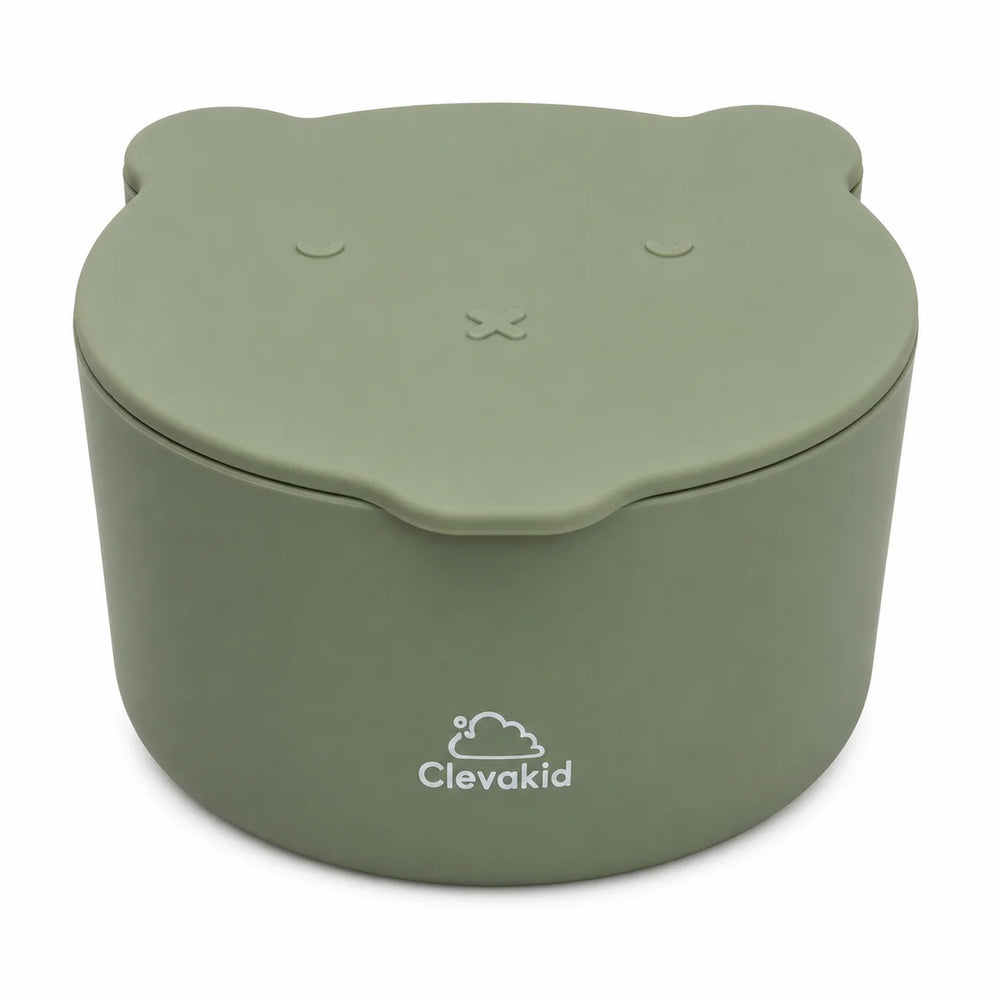 Clevakid Silicone Snack & Fruits Container – Green Olive (130ML/4.4 OZ)