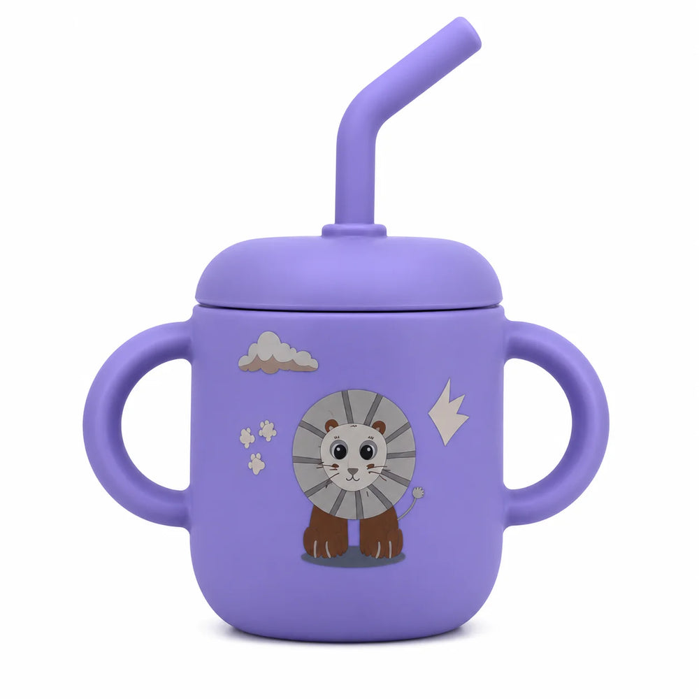 Clevakid Silicone Training Cup with Straw – Purple Lavender (180ML/6 OZ) – ClevaKingee Friend