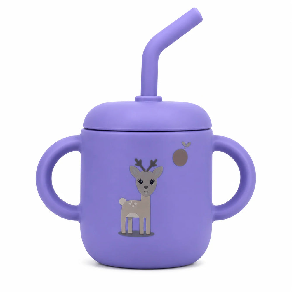 Clevakid Silicone Training Cup with Straw – Purple Lavender (180ML/6 OZ) – ClevaZaal Friend