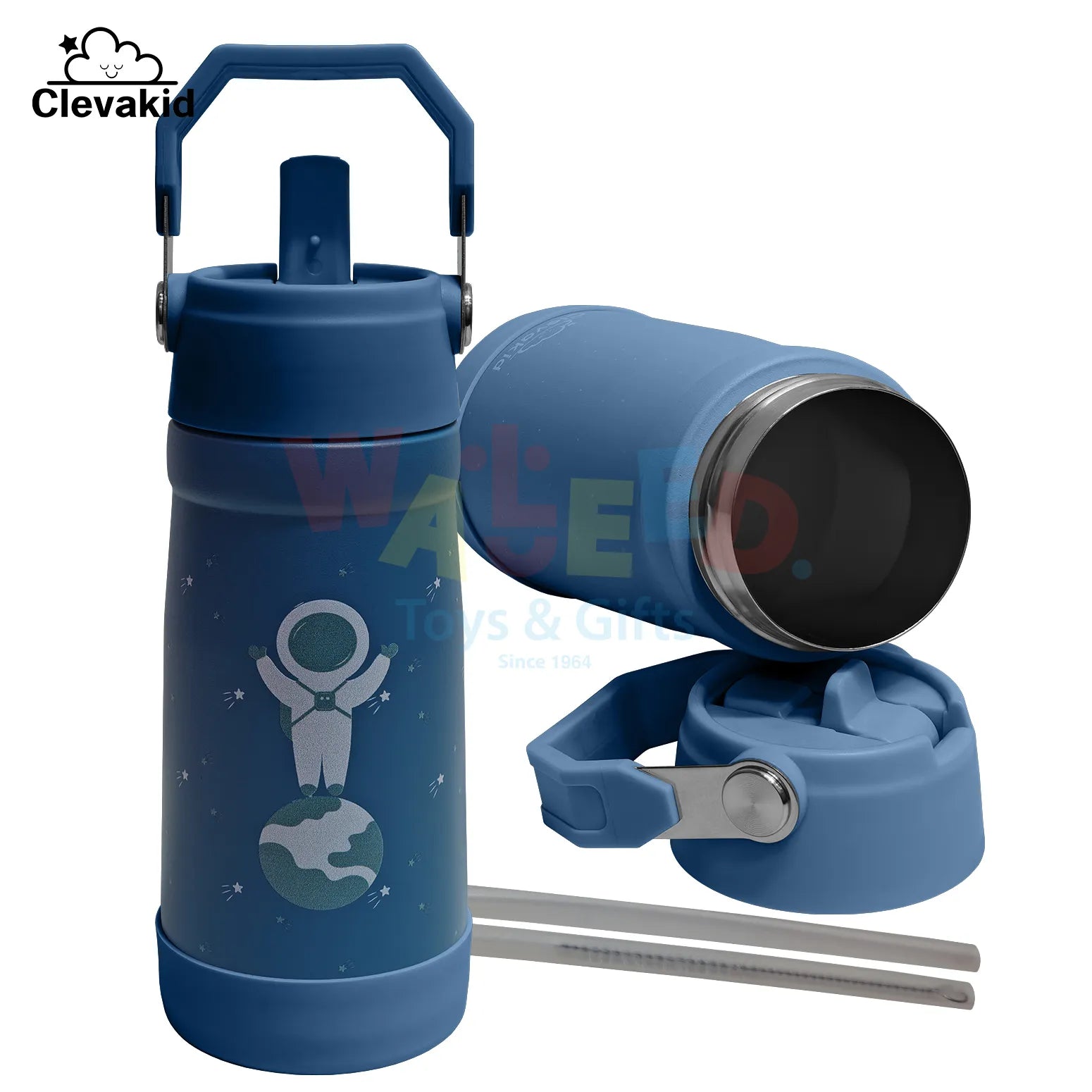 Clevakid Stainless Steel Water Bottle Blue Turquoise- 530ML\18 OZ - ClevaAstroo Friend