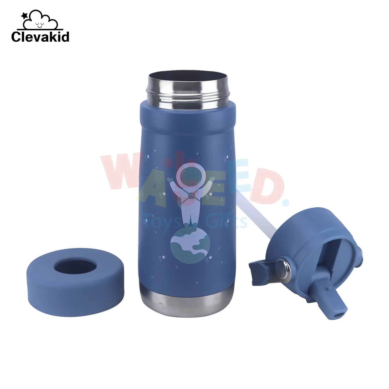 Clevakid Stainless Steel Water Bottle Blue Turquoise- 530ML\18 OZ - ClevaAstroo Friend