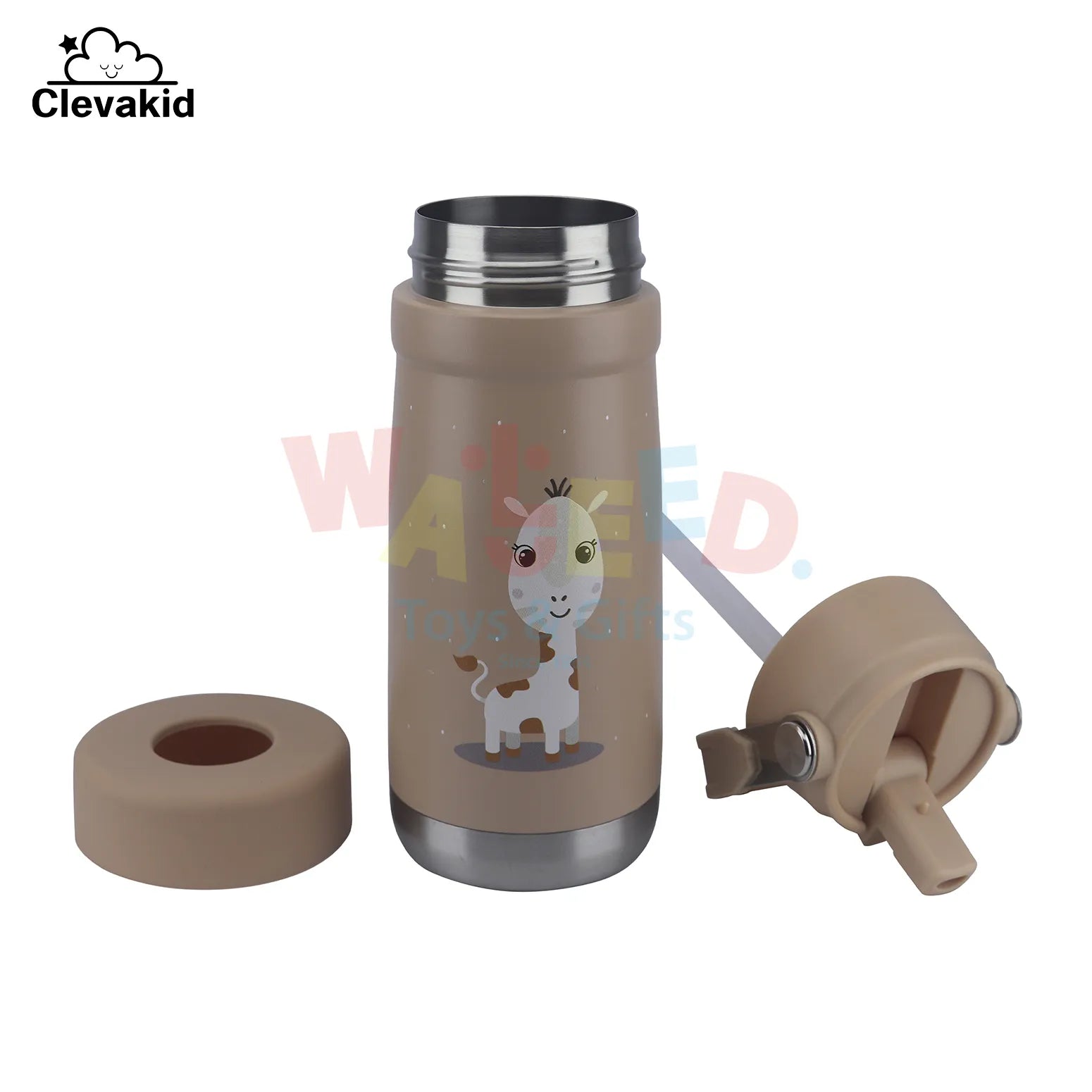 Clevakid Stainless Steel Water Bottle Brown Latte- 530ML\18 OZ - ClevaNeckee Friend