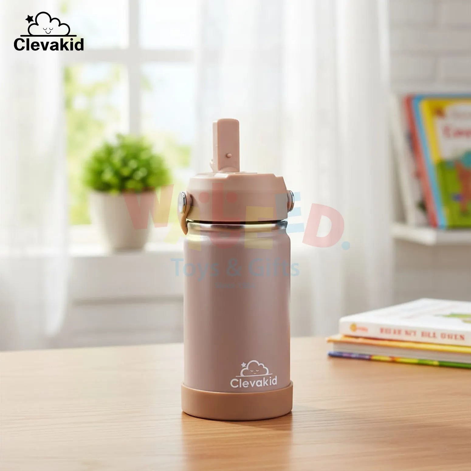 Clevakid Stainless Steel Water Bottle Dark Brown Toffee- 350ML\12 OZ
