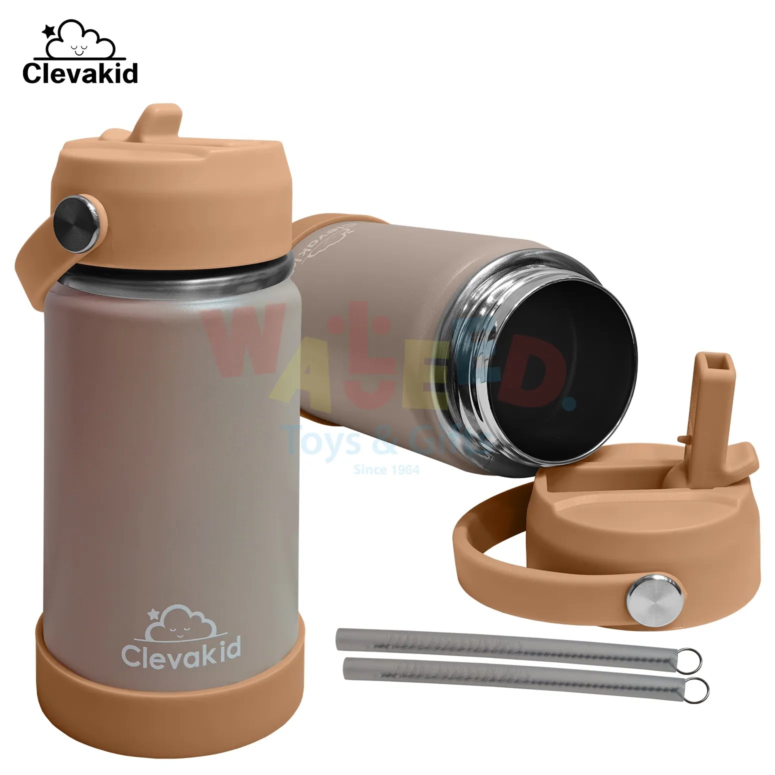 Clevakid Stainless Steel Water Bottle Dark Brown Toffee- 350ML\12 OZ