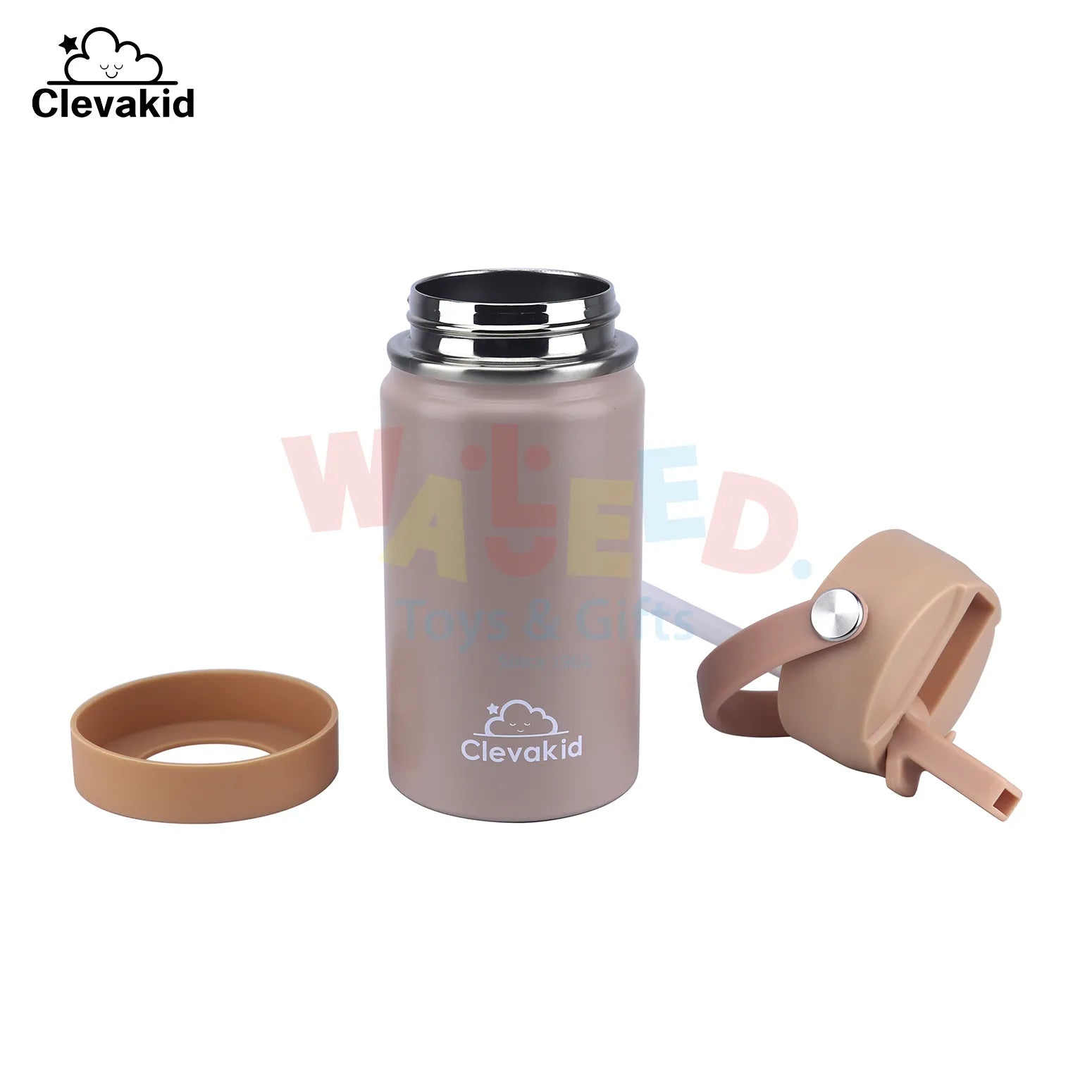 Clevakid Stainless Steel Water Bottle Dark Brown Toffee- 350ML\12 OZ