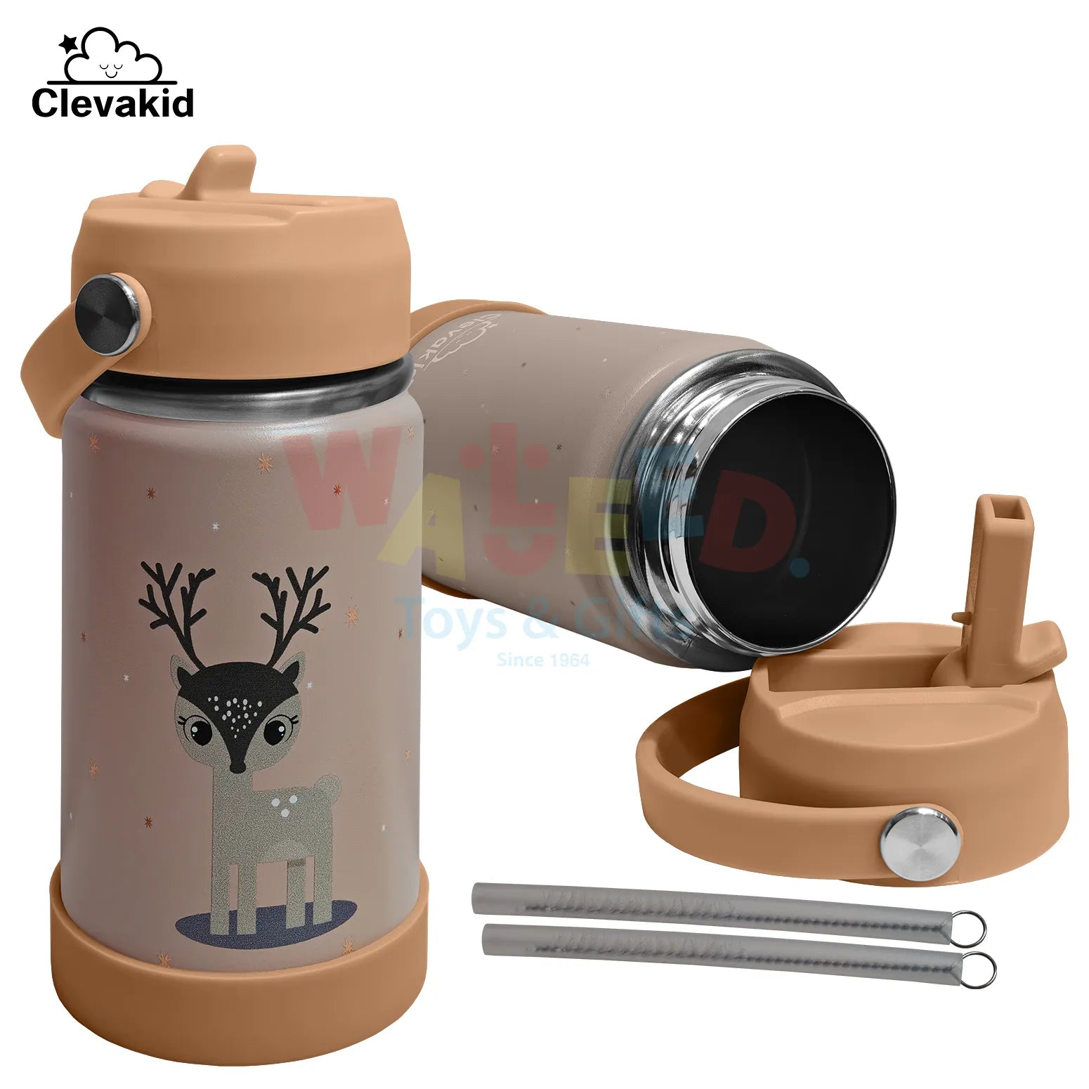 Clevakid Stainless Steel Water Bottle Dark Brown Toffee- 350ML\12 OZ - ClevaWhity Friend