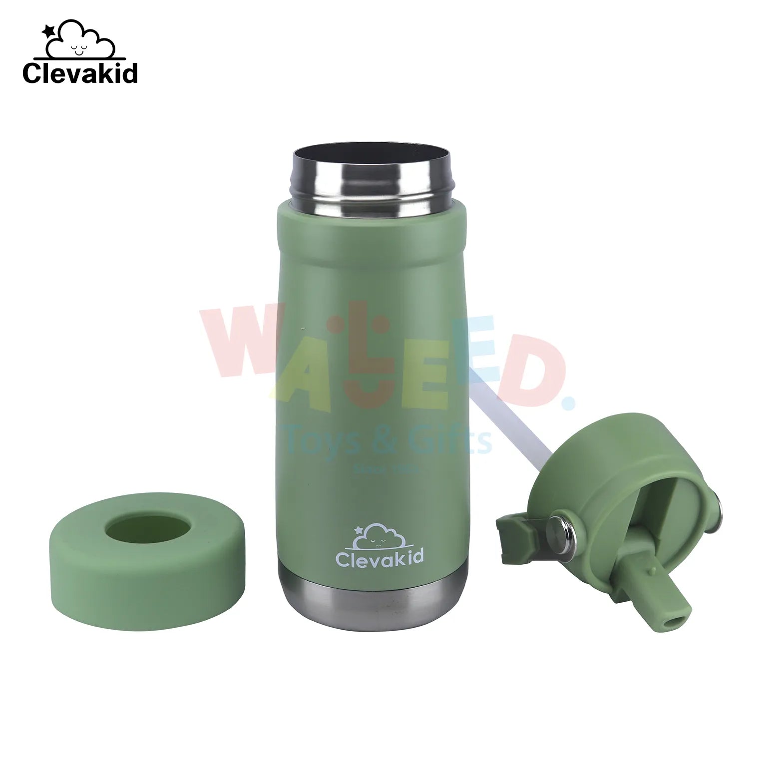 Clevakid Stainless Steel Water Bottle Green Leaves- 530ML\18 OZ