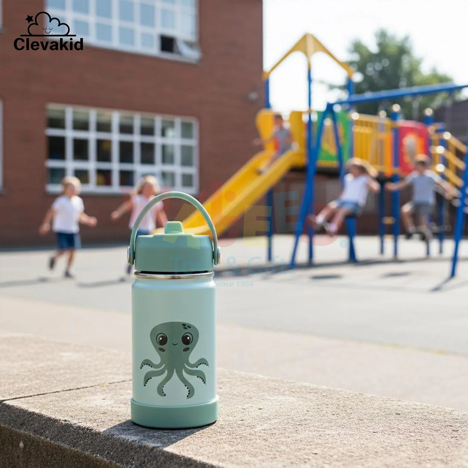 Clevakid Stainless Steel Water Bottle Green Light Mint- 350 ML\12 OZ - ClevaInk Friend