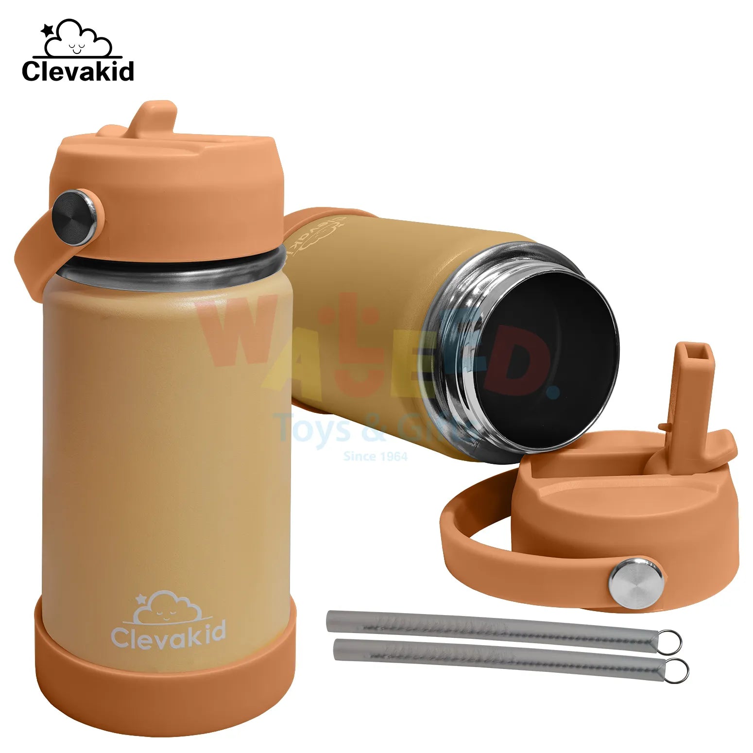 Clevakid Stainless Steel Water Bottle Orange Light- 350ML\12 OZ