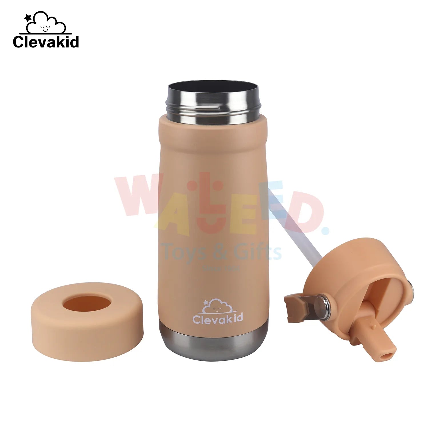 Clevakid Stainless Steel Water Bottle Orange Light Peach- 530ML\18 OZ
