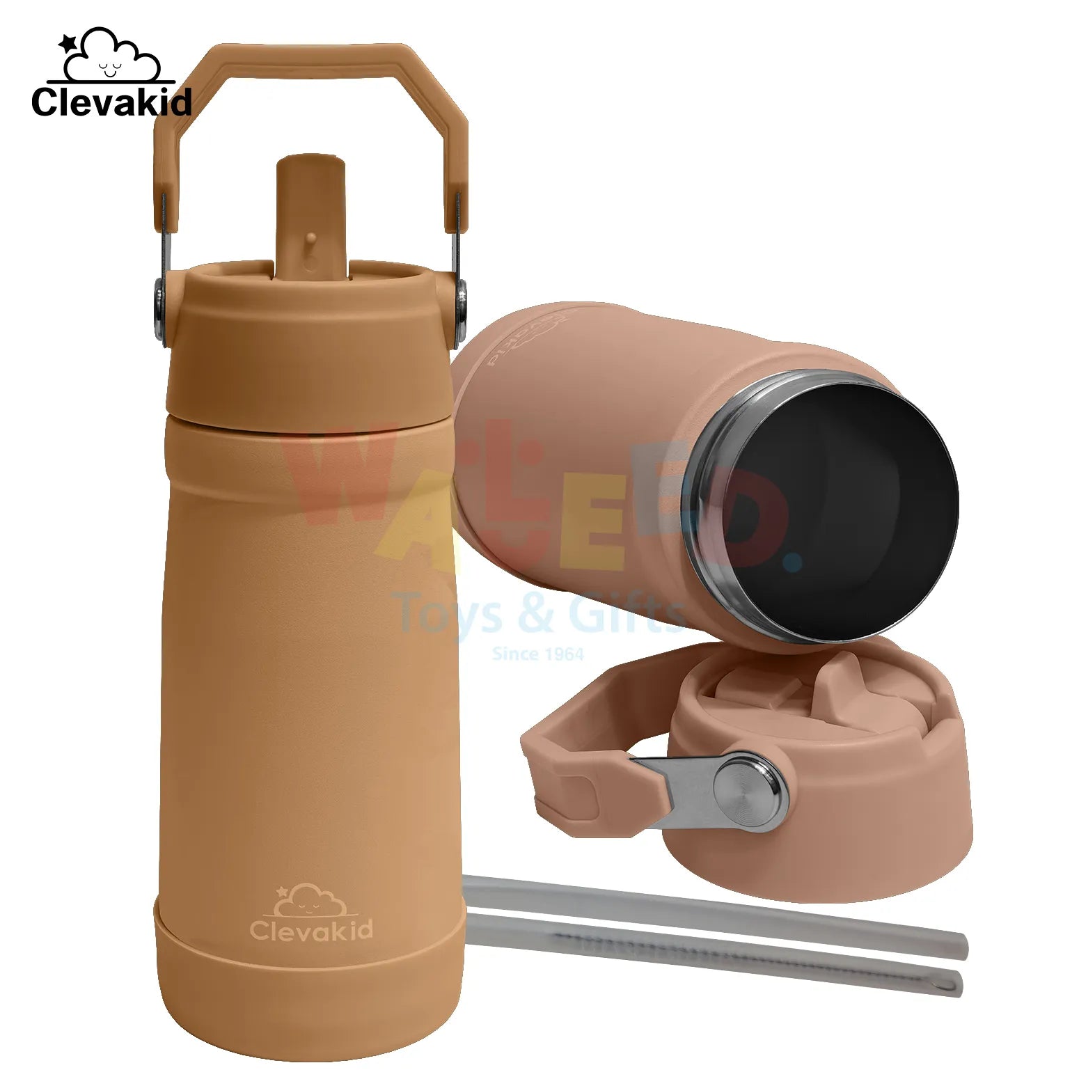 Clevakid Stainless Steel Water Bottle Orange Light Peach- 530ML\18 OZ