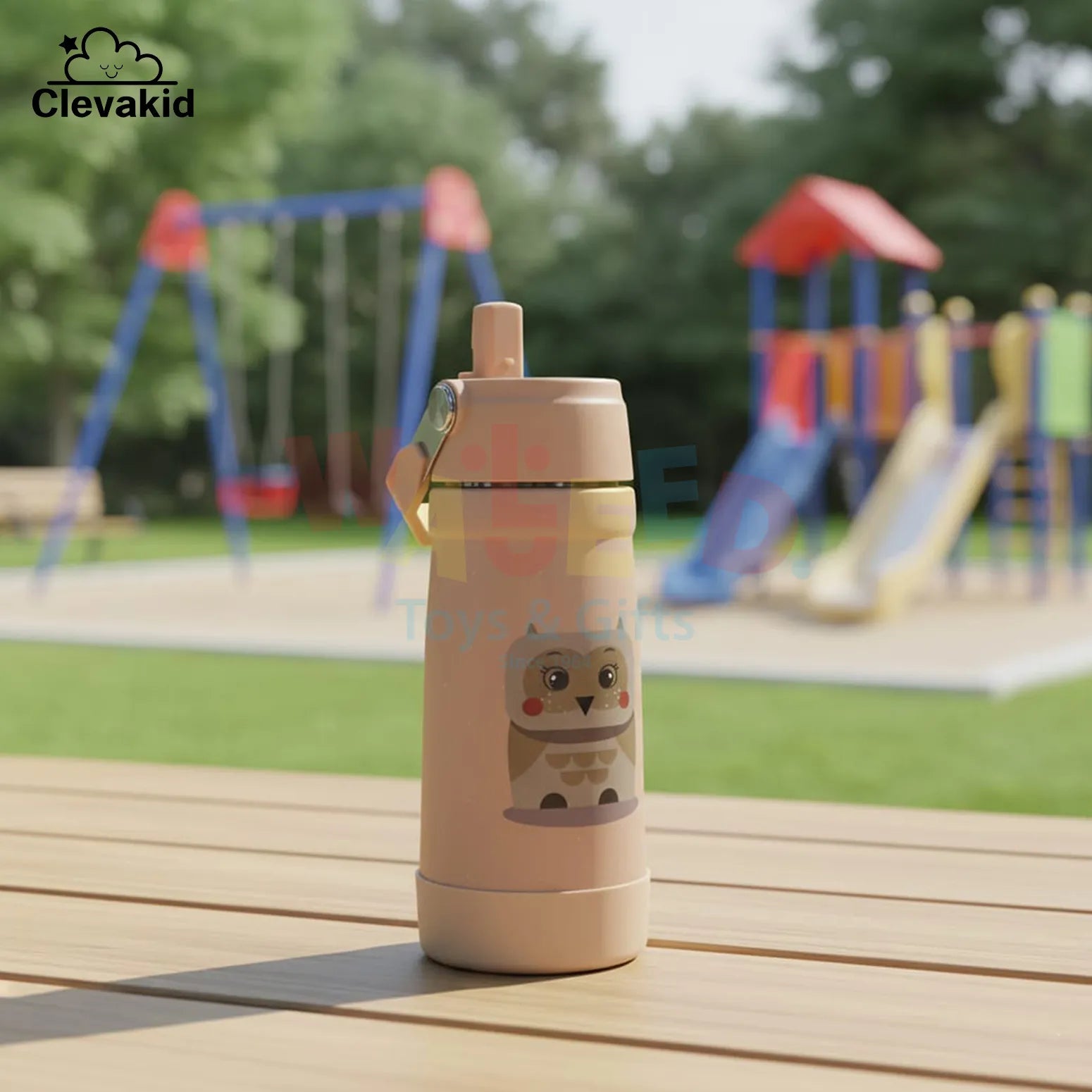 Clevakid Stainless Steel Water Bottle Orange Light Peach- 530ML\18 OZ - ClevaOwlee Friend