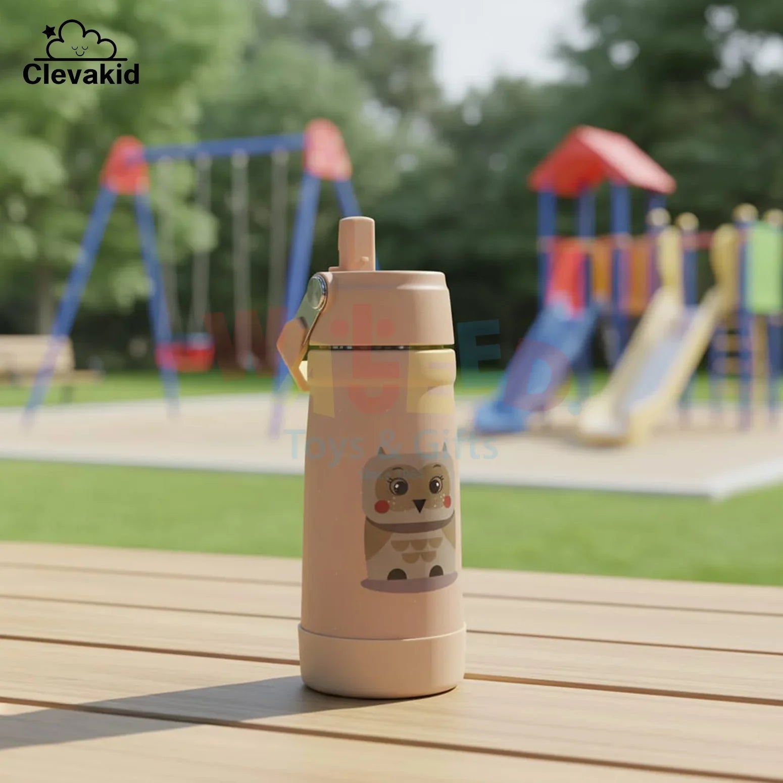 Clevakid Stainless Steel Water Bottle Orange Light Peach- 530ML\18 OZ - ClevaOwlee Friend