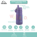 Clevakid Stainless Steel Water Bottle Purple Light- 530ML\18 OZ