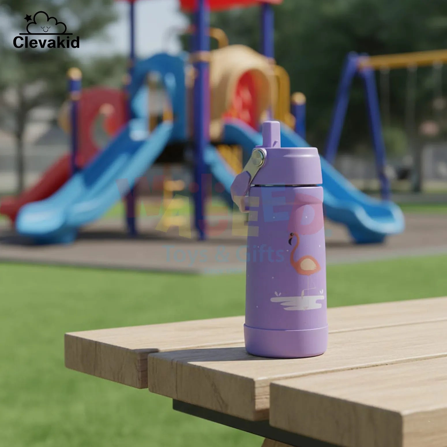 Clevakid Stainless Steel Water Bottle Purple Light- 530ML\18 OZ - ClevaMingoo Friend