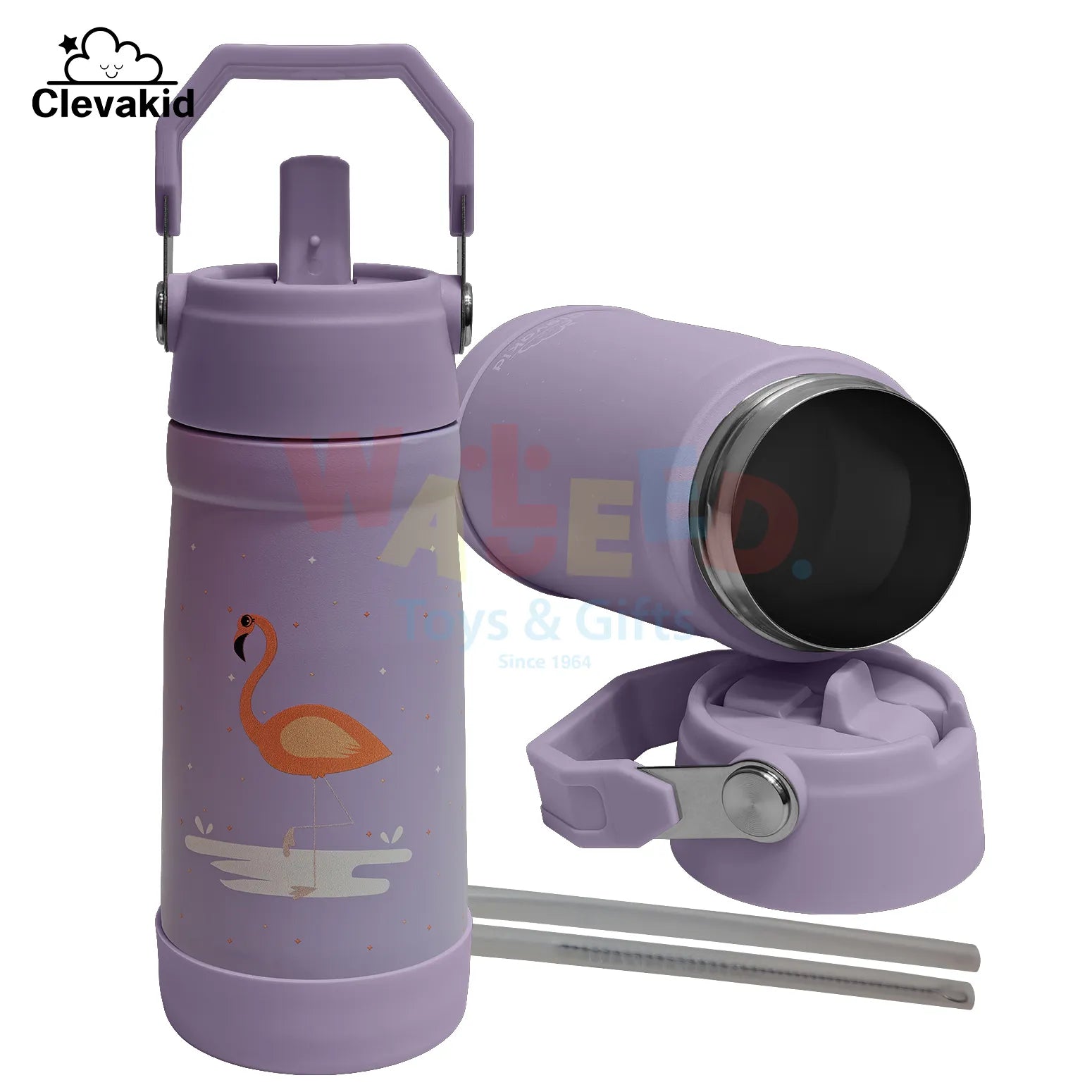 Clevakid Stainless Steel Water Bottle Purple Light- 530ML\18 OZ - ClevaMingoo Friend