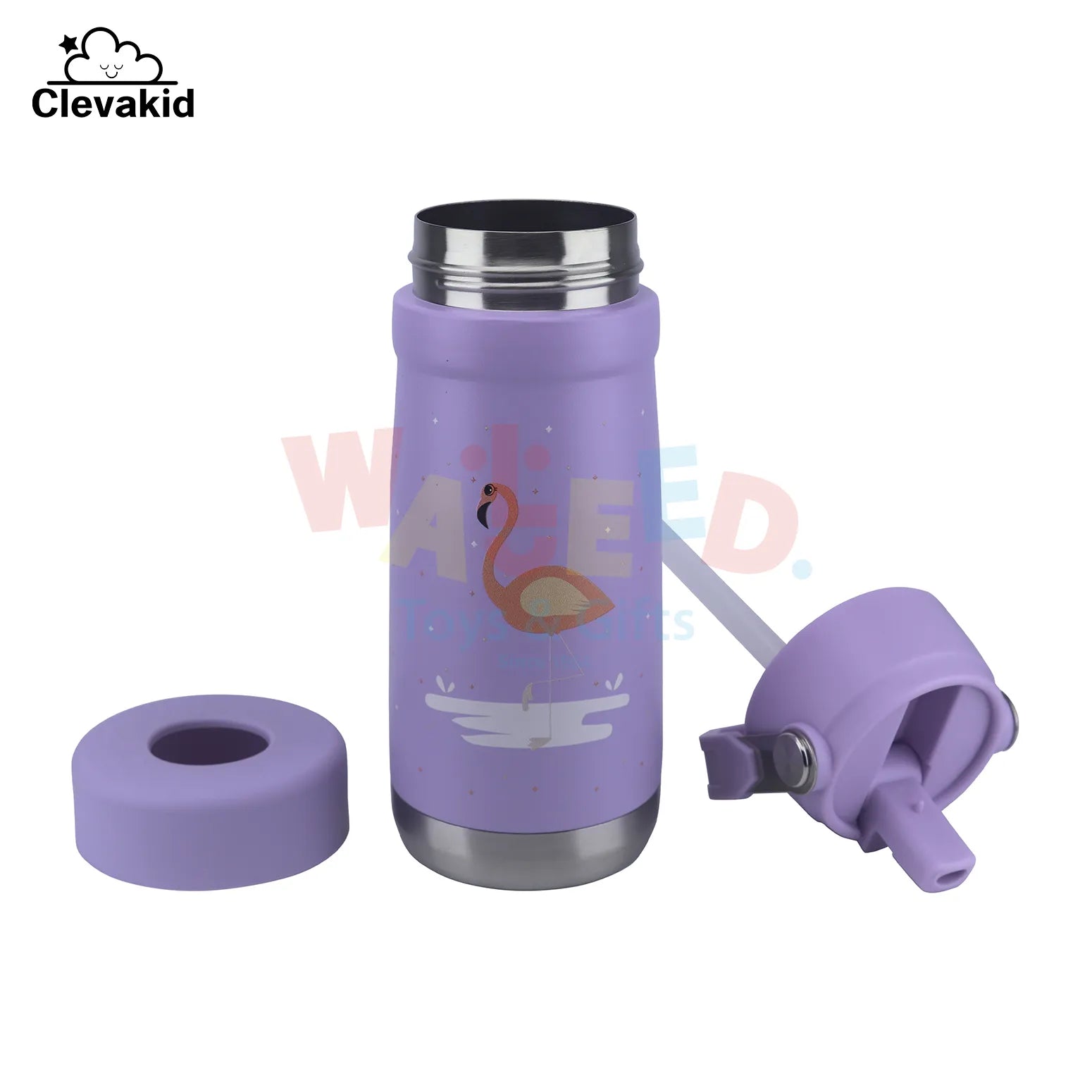 Clevakid Stainless Steel Water Bottle Purple Light- 530ML\18 OZ - ClevaMingoo Friend