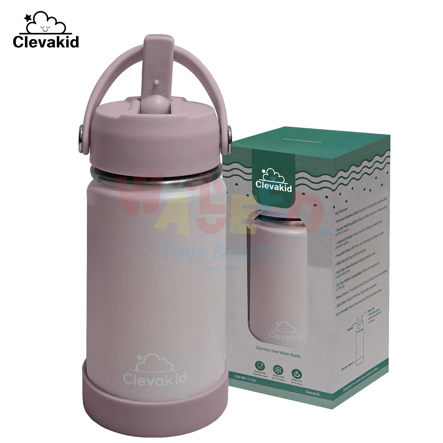 Clevakid Stainless Steel Water Bottle Purple Light Powder- 350ML\12 OZ