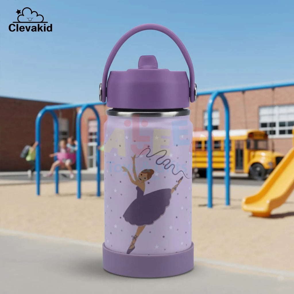 Clevakid Stainless Steel Water Bottle Purple Light Powder- 350ML\12 OZ - Clevapirouette Friend