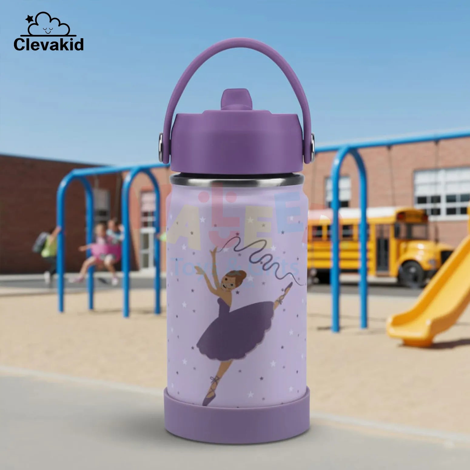 Clevakid Stainless Steel Water Bottle Purple Light Powder- 350ML\12 OZ - Clevapirouette Friend