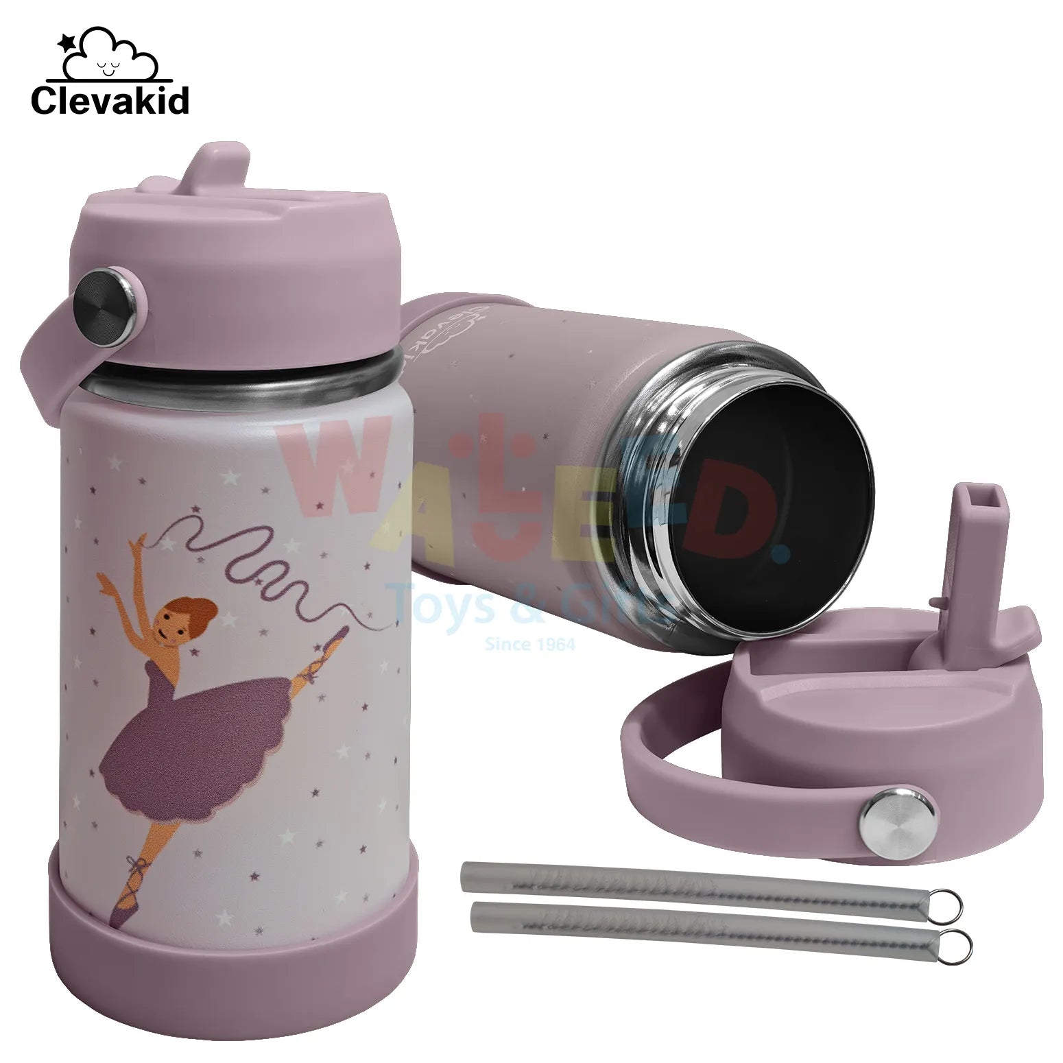 Clevakid Stainless Steel Water Bottle Purple Light Powder- 350ML\12 OZ - Clevapirouette Friend
