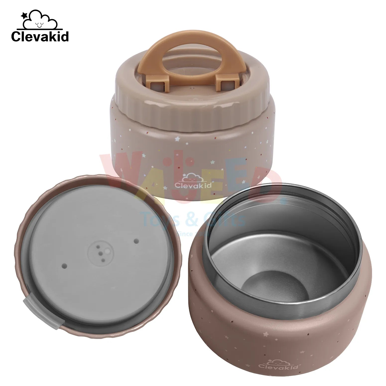 Clevakid Thermal Food Jar Brown Dark Toffeh 250ML \8 OZ - stars Design