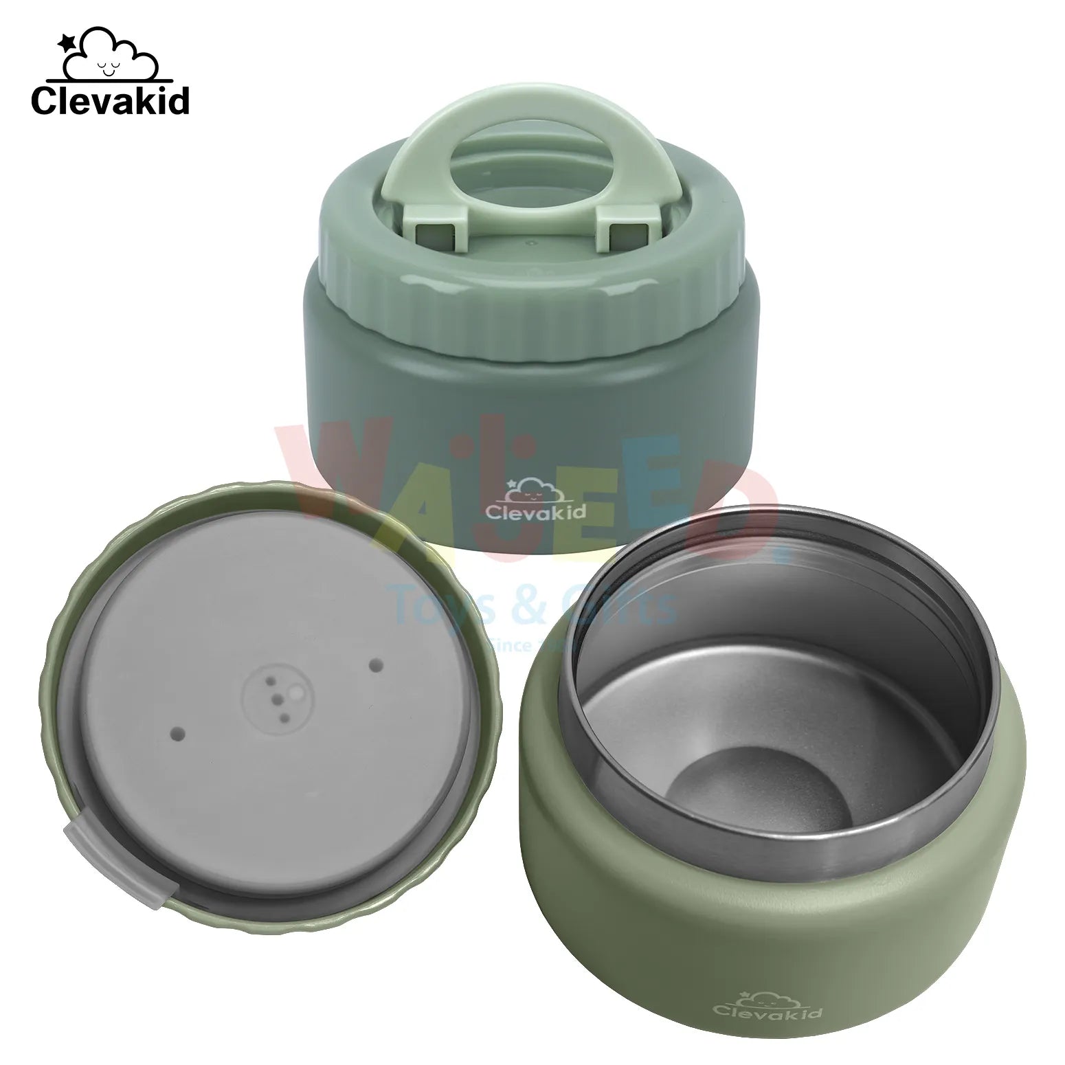 Clevakid Thermal Food Jar Green  Olive 250ML \8 OZ
