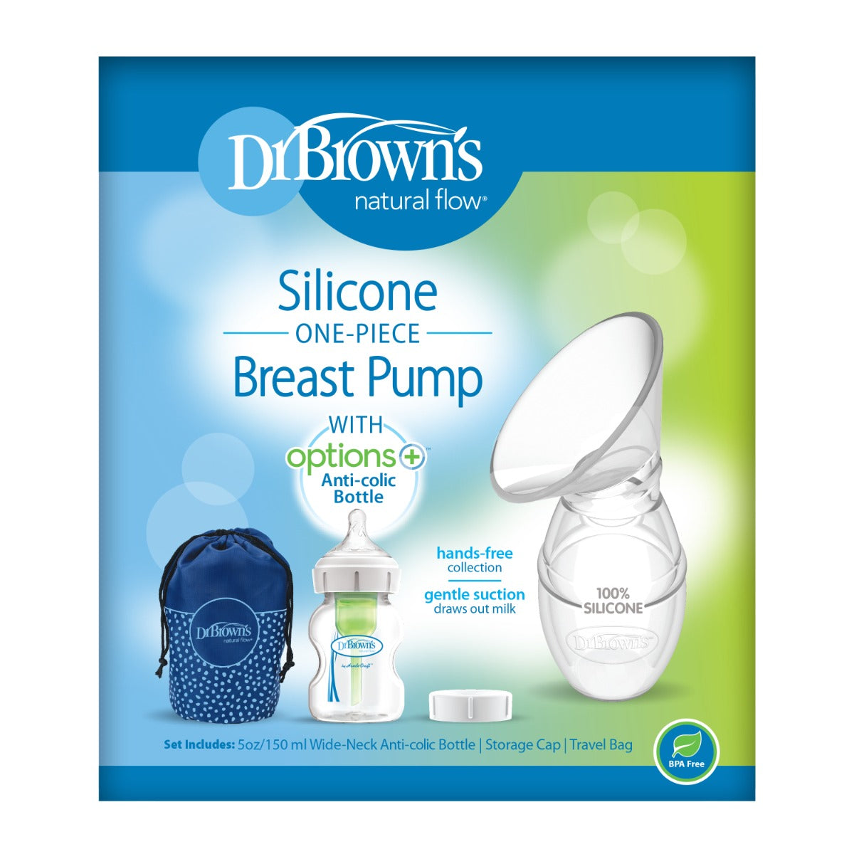 Dr.Brown's One-Piece Silicone Breast Pump w/ 150 mL PP W-N Options+ Bottle