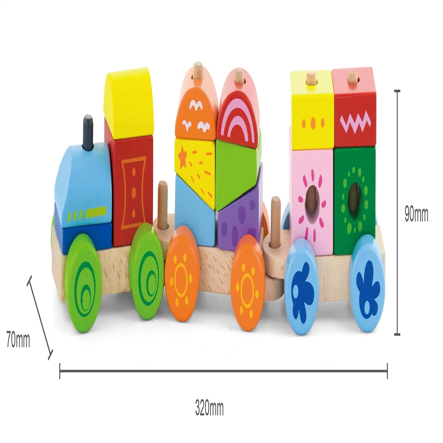 Colorful Wooden Stacking Train – Educational Toy