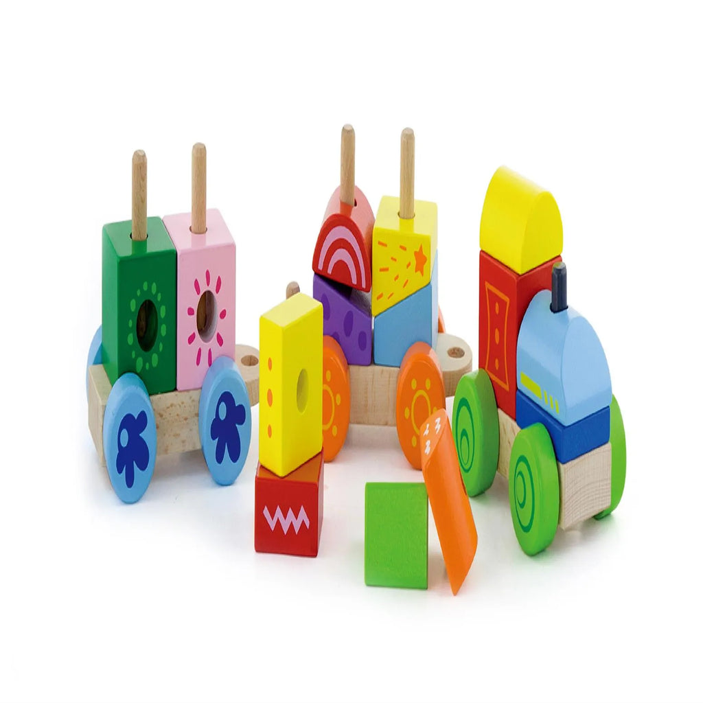 Colorful Wooden Stacking Train – Educational Toy