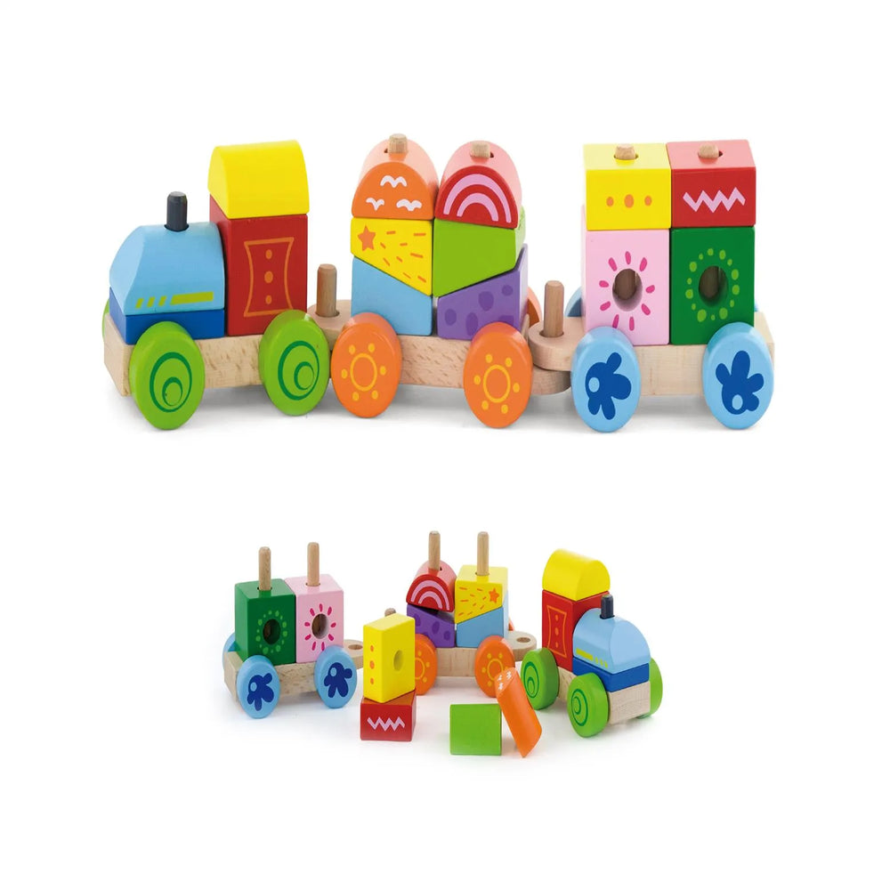 Colorful Wooden Stacking Train – Educational Toy