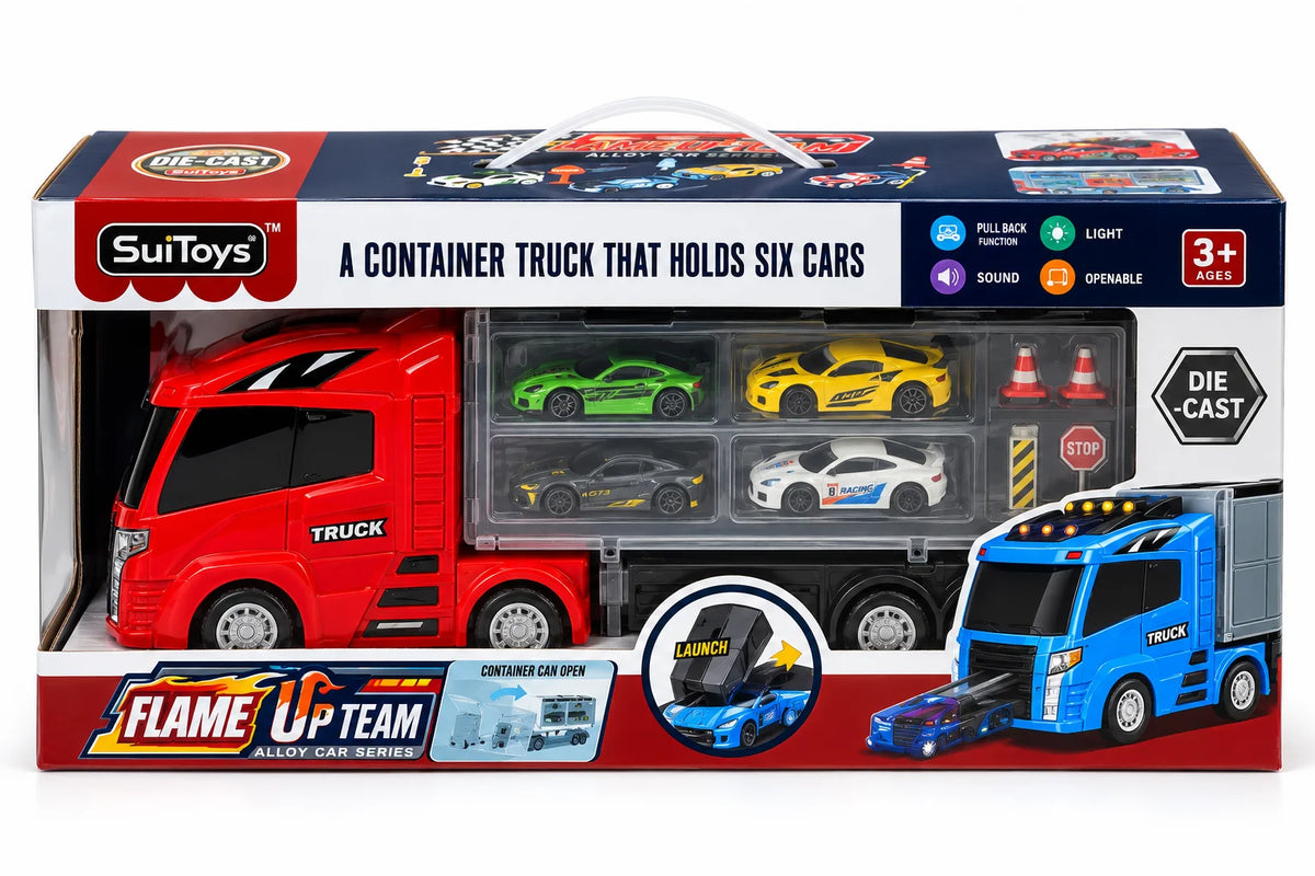 Container Storage Truck with Slide & Die-Cast Cars