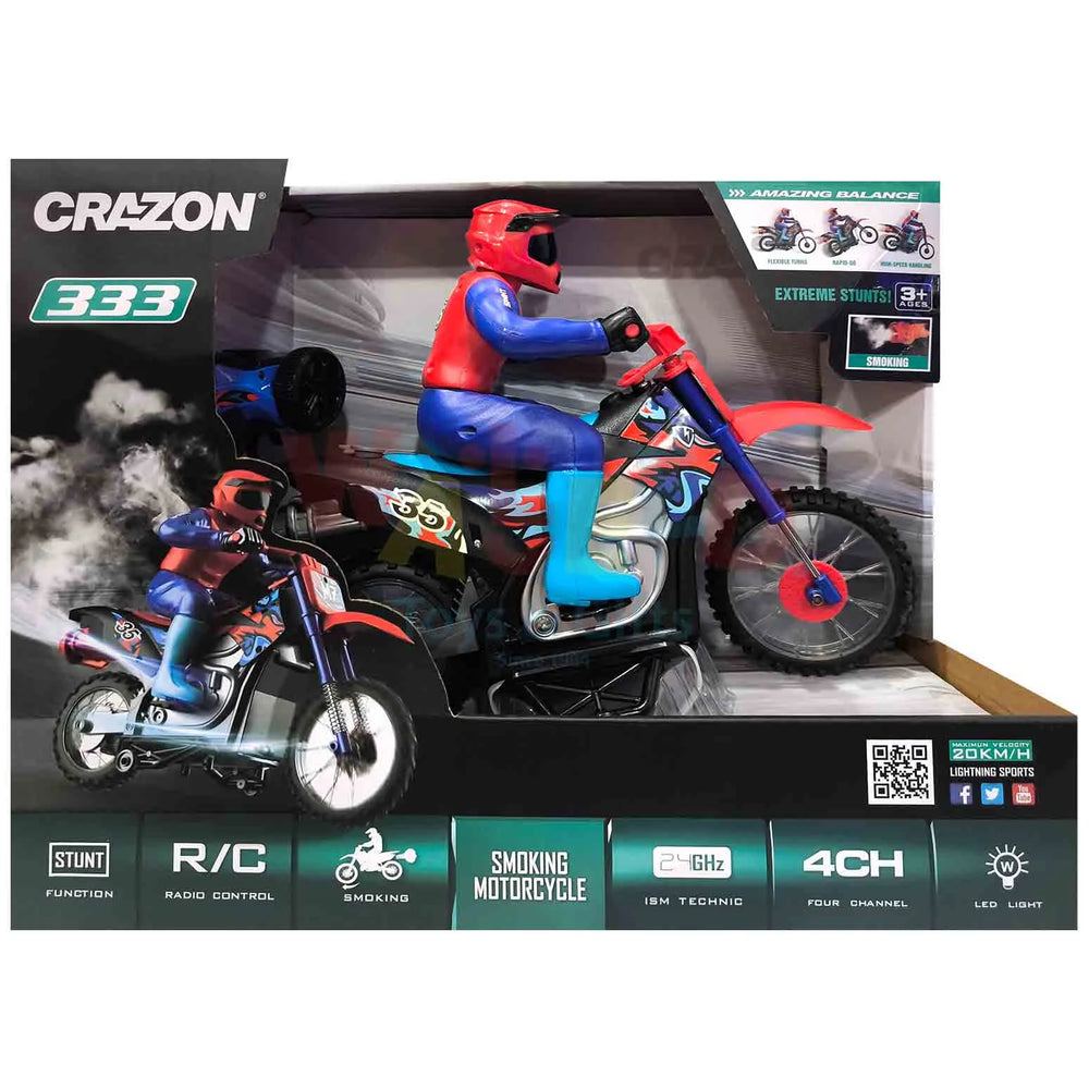 Crazon 333 RC Stunt Motorcycle with Smoke & LED Lights