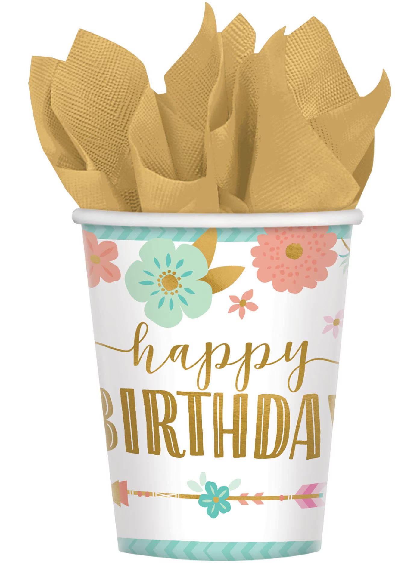 BOHO BIRTHDAY GIRL PAPER CUPS9OZ 8P